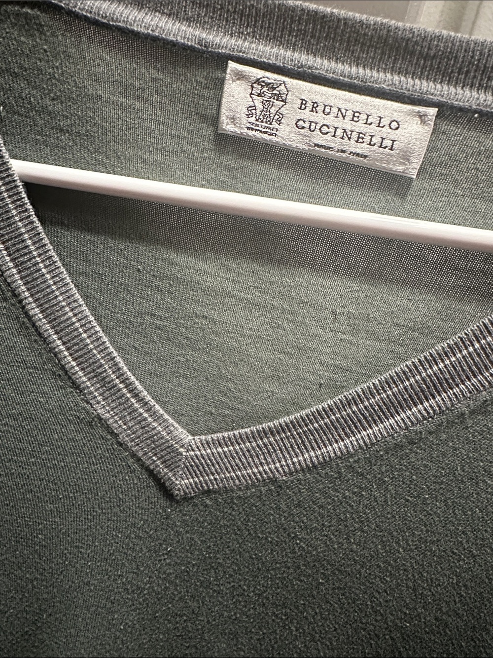 Brunello Cucinelli V-Neck Sweater in Sage